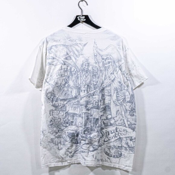 Pirates of The Caribbean Disney World AOP T-Shirt XXL Y2K Cartoon Movie - Picture 7 of 7